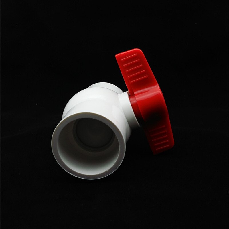 50mm to 50mm Inside Dia Slip Ends Two Way Ports PVC Ball Valve White Red