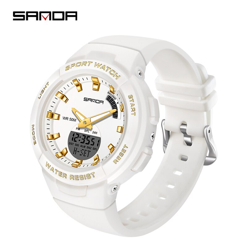 SANDA 6005 Children Sport Digital Watch Men Wristwatch Stopwatch Alarm Students 12/24 Hour Clock Relogio Masculino: Gold