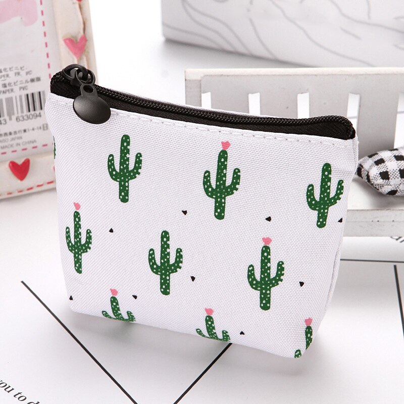 Vrouwen Canvas Rits Kleine Muntzakken Cactus Afdrukken Verse Mini Coin Holder Portemonnees Meisje Kinderen Portemonnee Sleutel Purse Pouch