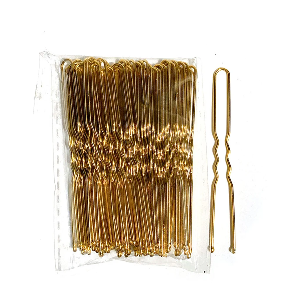 50Pcs Women 5/6/7 cm Hair Waved U-Shaped Bobby Pin Barrette Salon Grip Clip Bridal Hairpins Black Metal Hair Accessories For Bun: GRAY