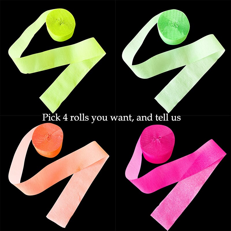 4 Rolls Fluorescent Crepe Paper Garland Streamer Luminous Neon Party Supplies Black Light Birthday Party Decor Kids: optional