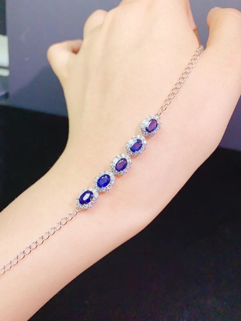 Pulseras de plata 925 con abalorio para mujer, pulseras femeninas de piedra de Esmeralda Natural auténtica, cadena de mano, joyería de disfraz para mujer, tendencia