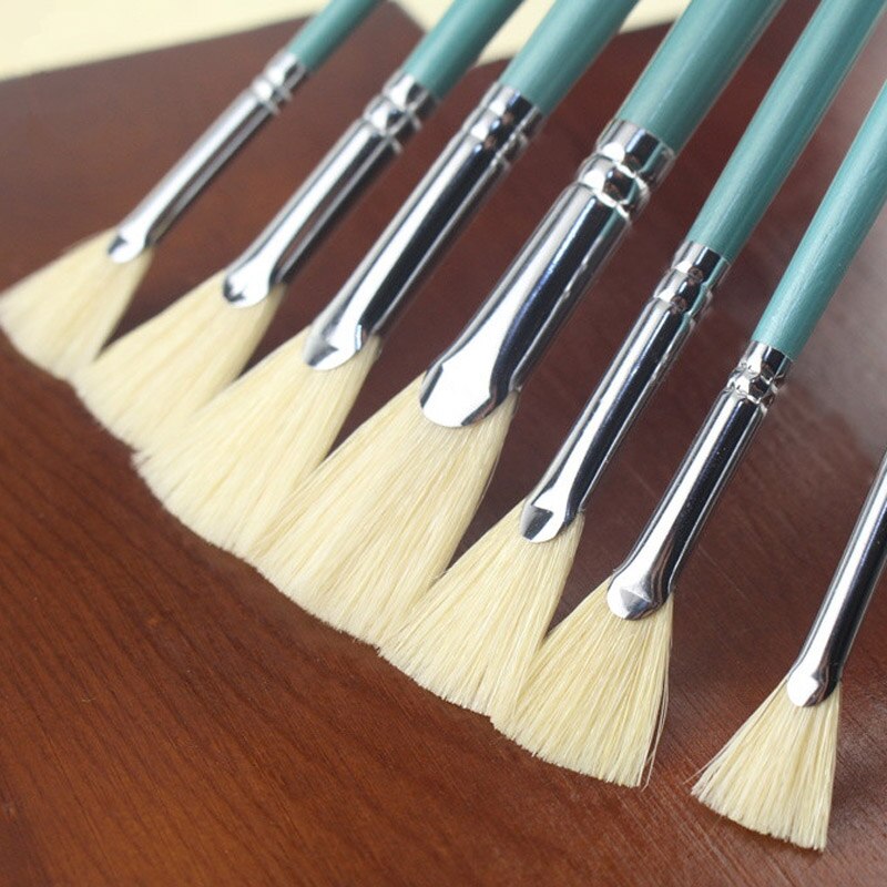 Blue hair fan pen rod oil painting pen watercolor painting pen set bristles Art Set