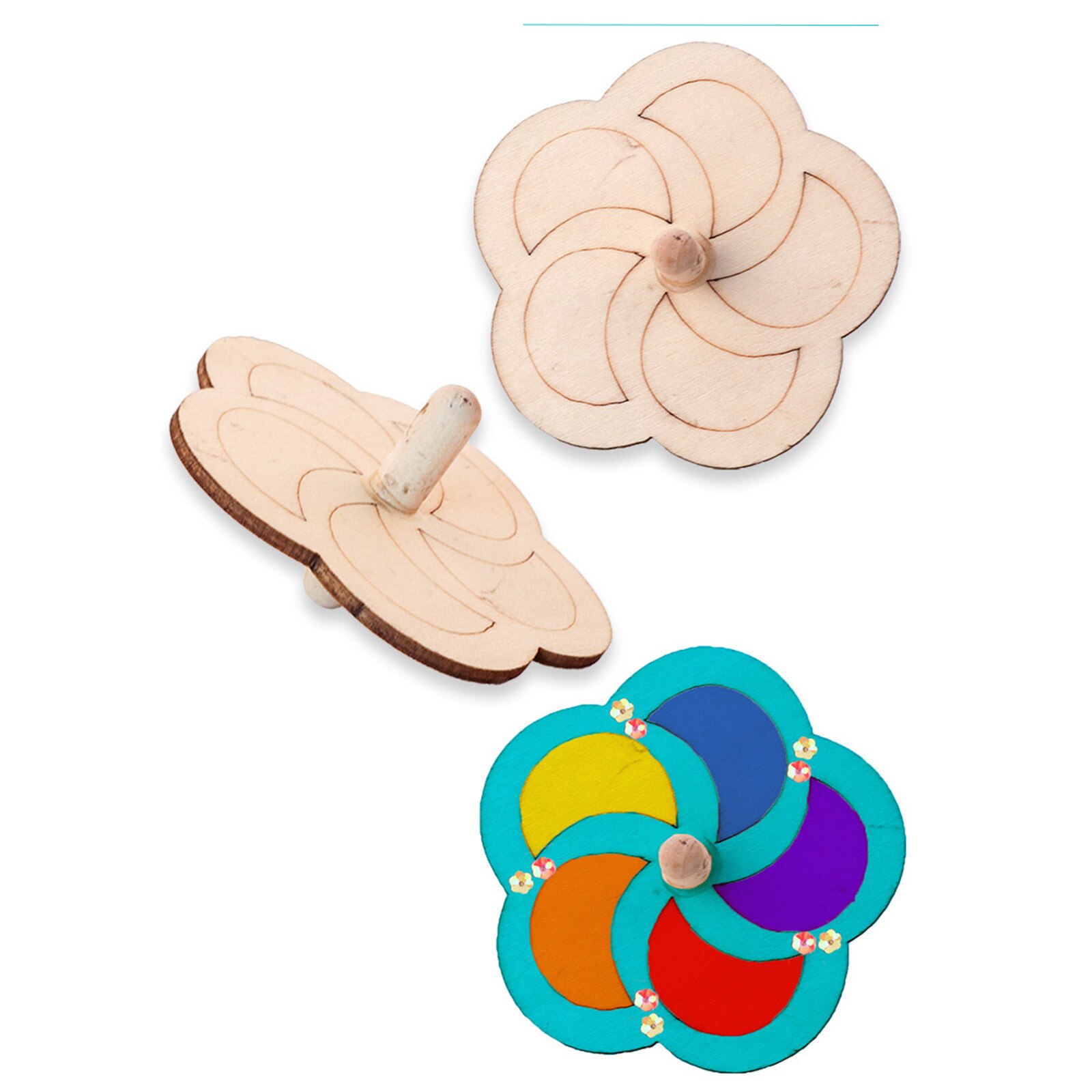 Jeu de toupies en bois pour enfant, jouets de bricolage, pour la pensée divergente, jeu de coloriage, d'anniversaire, 10 pièces