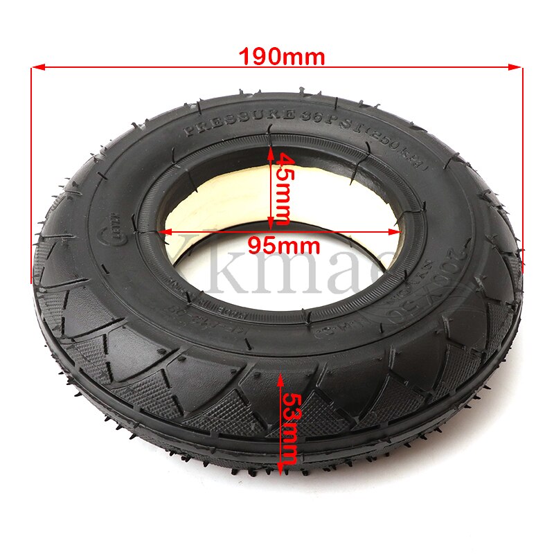 Neumático sólido y relleno de espuma para patinete eléctrico, llanta sin cámara de 200x50 (8x2), 200x50, para Razor E100, E125, E200: A
