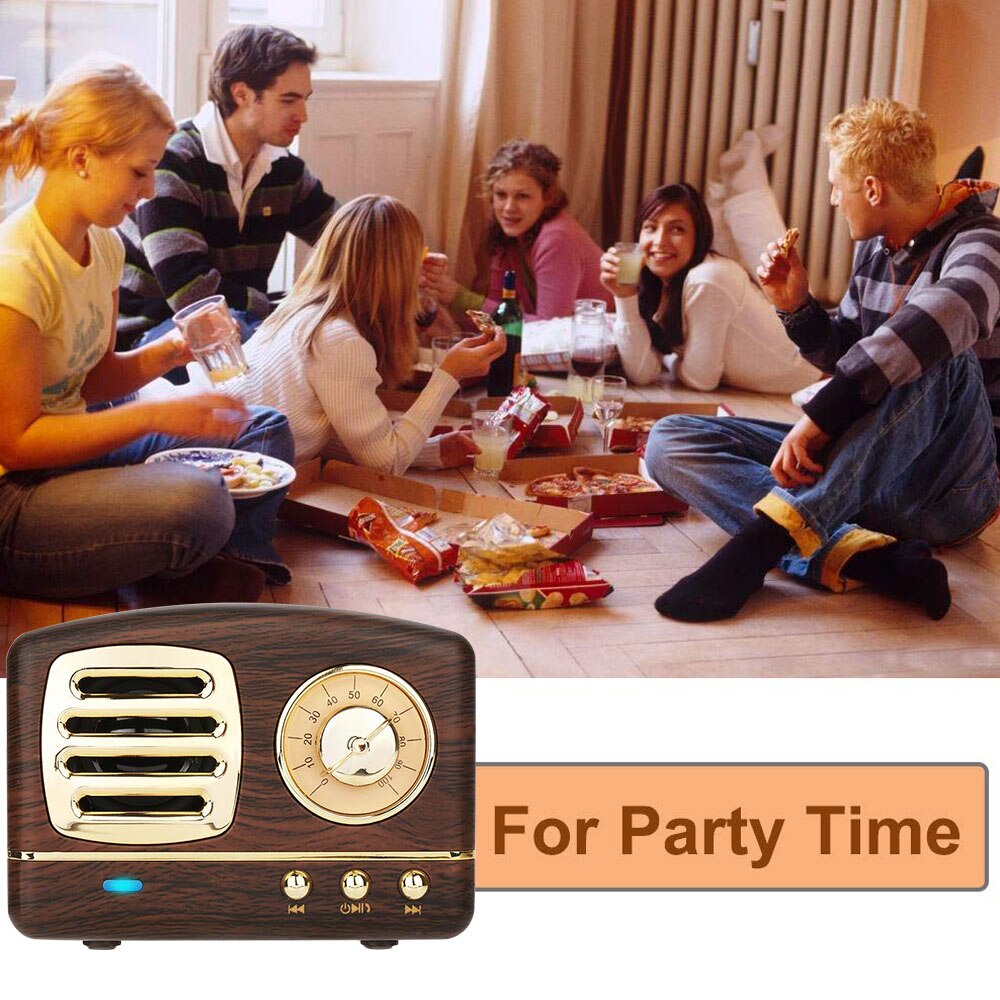 Protable Rechargeable Wireless Stereo Retro Speaker BT Conncetion TF Card USB AUX Input for Travel Kitchen Bedrooms Usage
