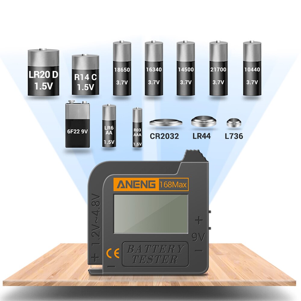 168Max Digital Lithium Battery Tester LCD Display Battery Capacity Diagnostic Tool For AAA AA Button Battery Universal Tester