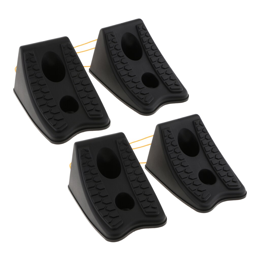 4 X Rubber Gland Wedge Trailer Wedges Wheel Chocks Stop Block Brake Wedges Gumshoes, Black