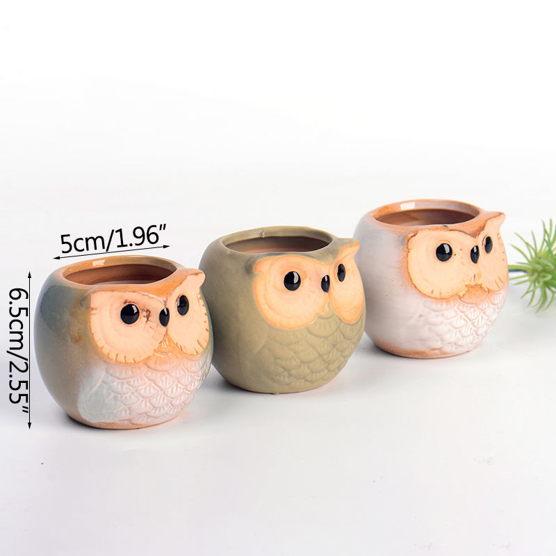 Strongwell Miniatuur Uil Bloempot Wastafel Bloempotten Fairy Tuin Potten Ornament Home Office Decor Succulent Groene Planten: 9