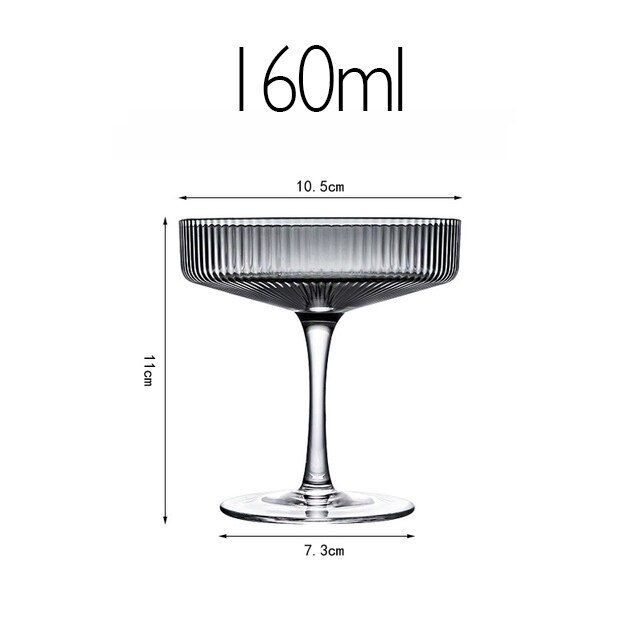 restaurant striper cocktail vin glass kopp beger iskrem yoghurt beger pudding dessert tallerken høy bolle kake matbit beholder: Grå 160ml