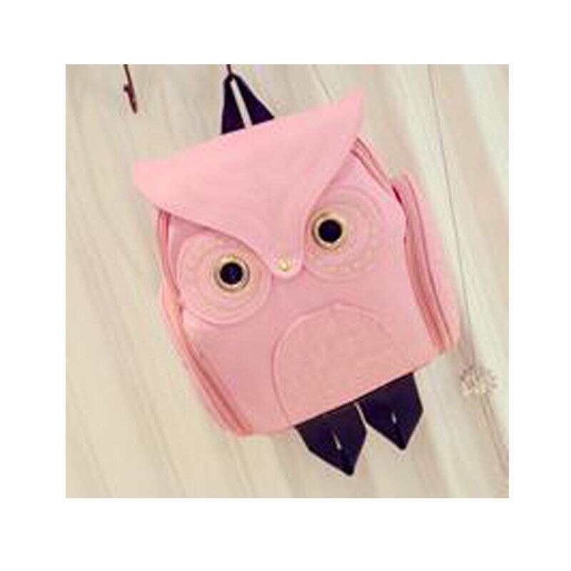 Moda coruja 1pc womens mochila meninas ocasional coruja forma em relevo ombro backbags mochila sacos de viagem: Rosa