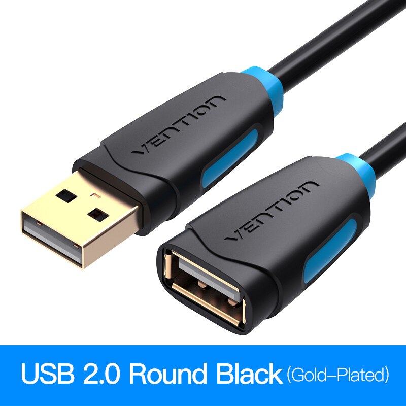 Vention-Cable de extensión USB 2,0, extensor de Cable macho a hembra USB 3,0 para ordenador portátil, PC, Smart TV, PS4, Xbox, One, SSD, USB a USB: USB2.0  CBC / 1m