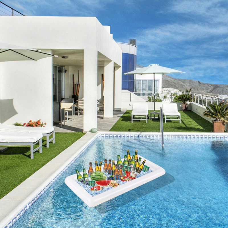 White Inflatable Ice Trough Durable PVC Water Entertainment Salad Plate Stand R66B