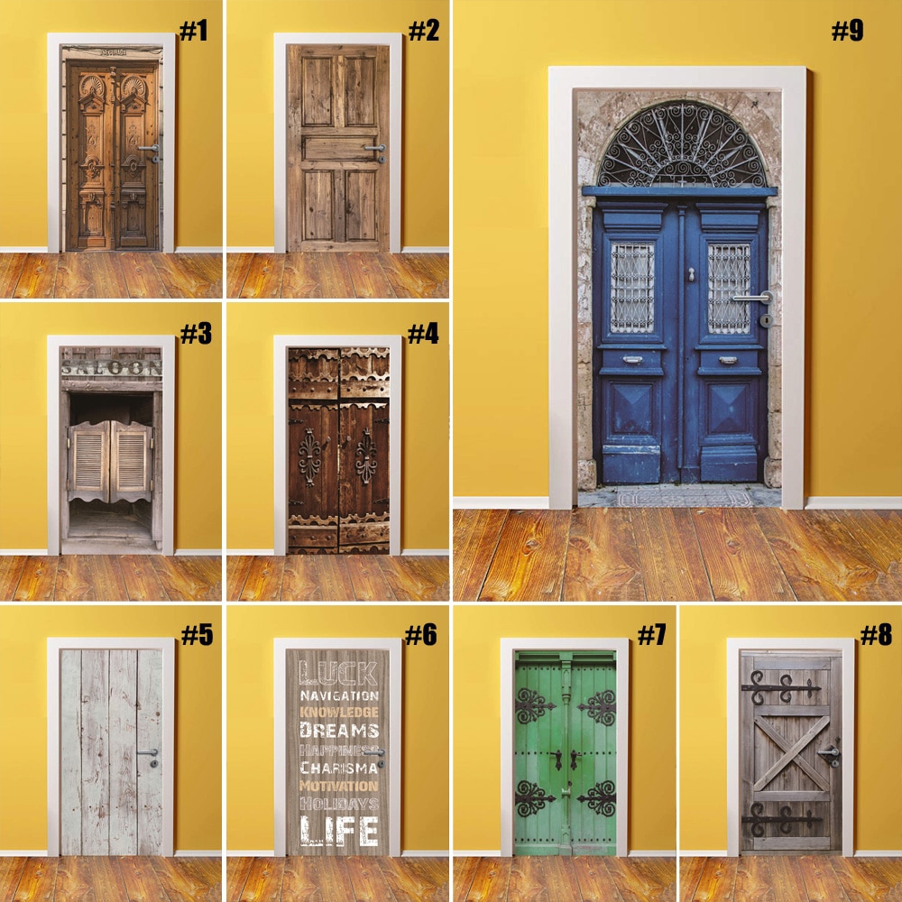 Sticker On The Door Self Adhesive Retro Wallpaper Diy Canvas Print Picture Wall Art Home Decor Mural Wardrobe Renovation Decal
