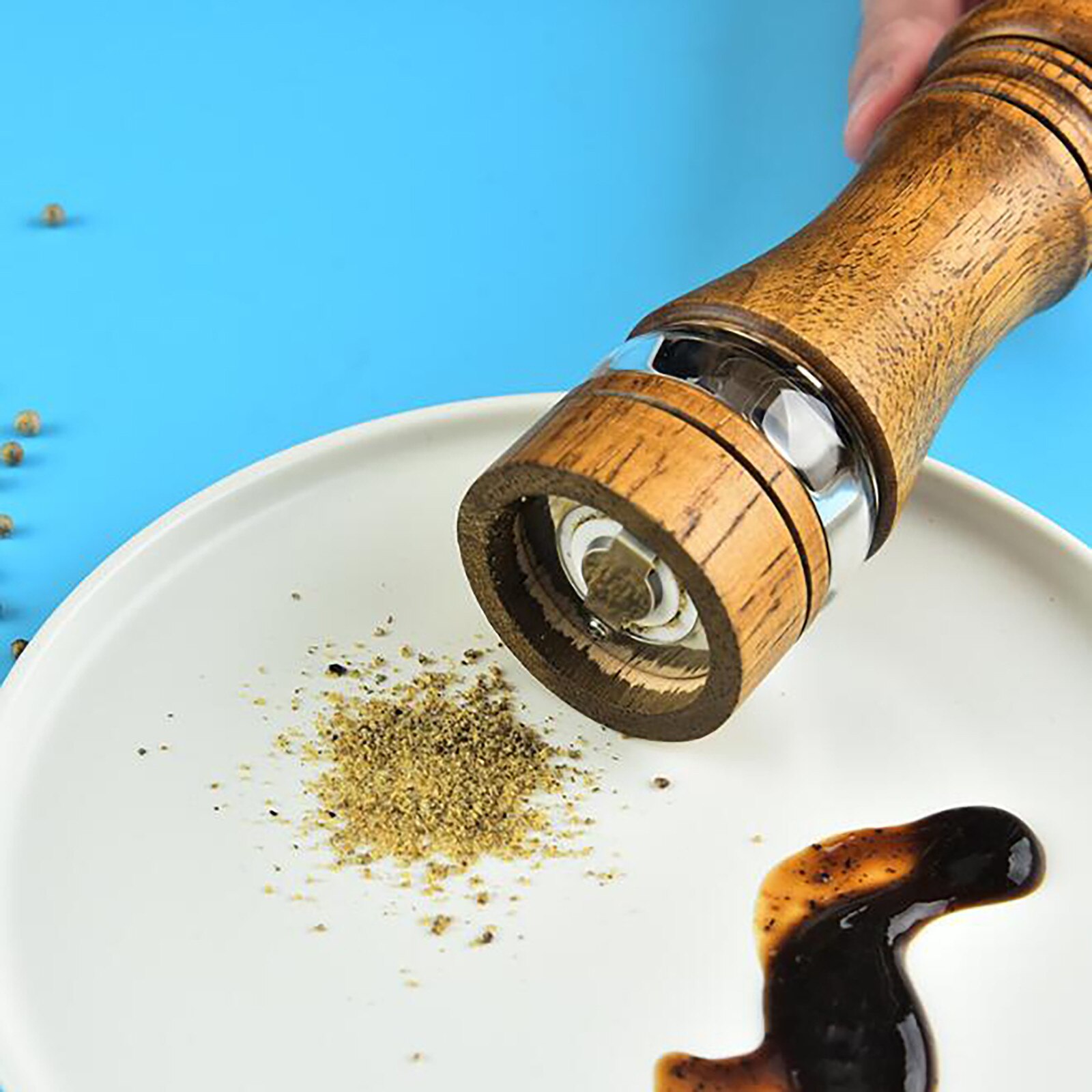 Manual Pepper Grinder Wooden Grinder Salt Pepper Spice Mills Adjustable Handheld Seasoning Mills Grinder Wood Kitchen Tools #Y2