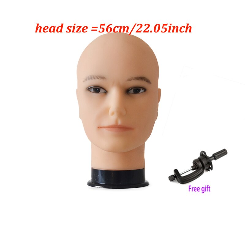 55cm Bald Mannequin Head With Clamp Cosmetology Manikin Head For Makeup Practice Female Maniqui Head For Wig Making Hat Display: Burgundy