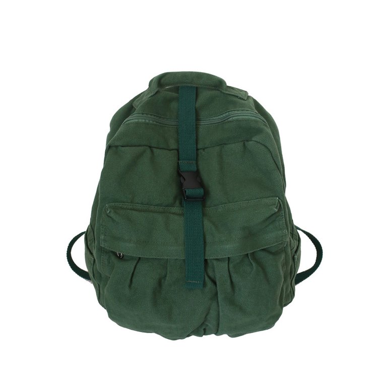 Vintage Casual Backpack Women Travel Bag High Capacity Solid Color Women's Backpack Student Zipper School Bag: green 1