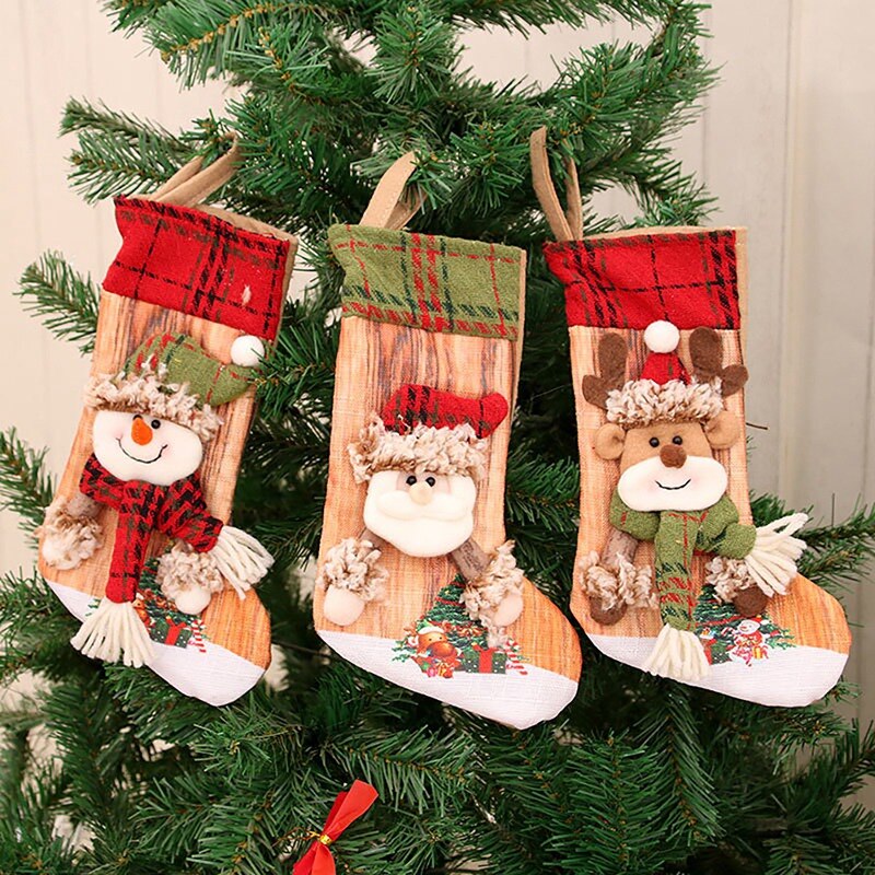 3 Pcs Kerstsok Kerstman Candy Sok Bag Xmas Tree Opknoping Decor