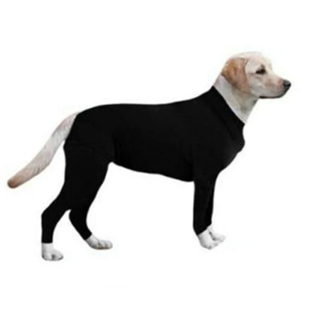 Pet Dog Onesie Clothes Anxiety Calming Shirt For Medium Large Dogs 4-leg Dog Jumpsuit Prevent Shedding Hair Surgery Recovery: S / black