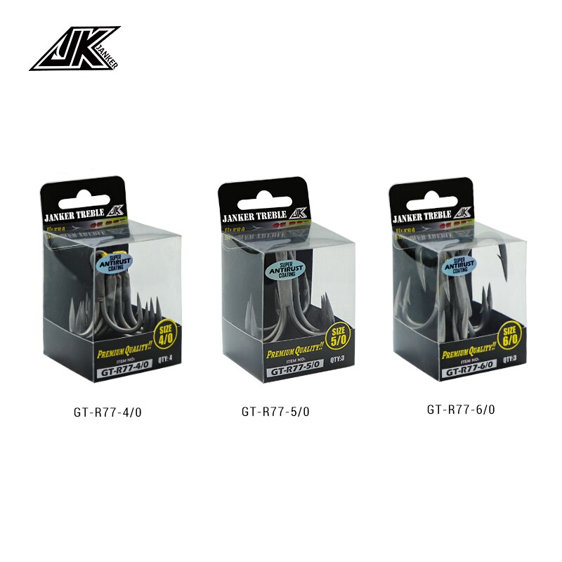 Jk GT-R77 4/0 5/0 6/0 Dreggen Vissen 7X Sterke Triple Vishaken Tee Haak Doos Dreg Zeevisserij accessoires