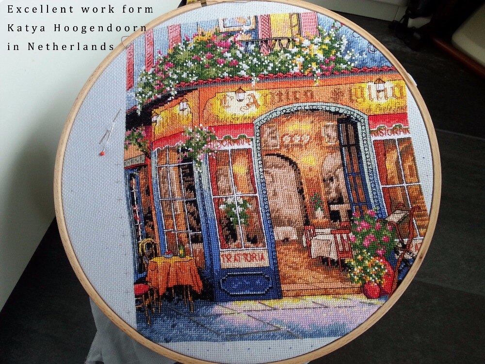 Lovely Counted Cross Stitch Kit European Bistro Bar Saloon Street Shop 35224