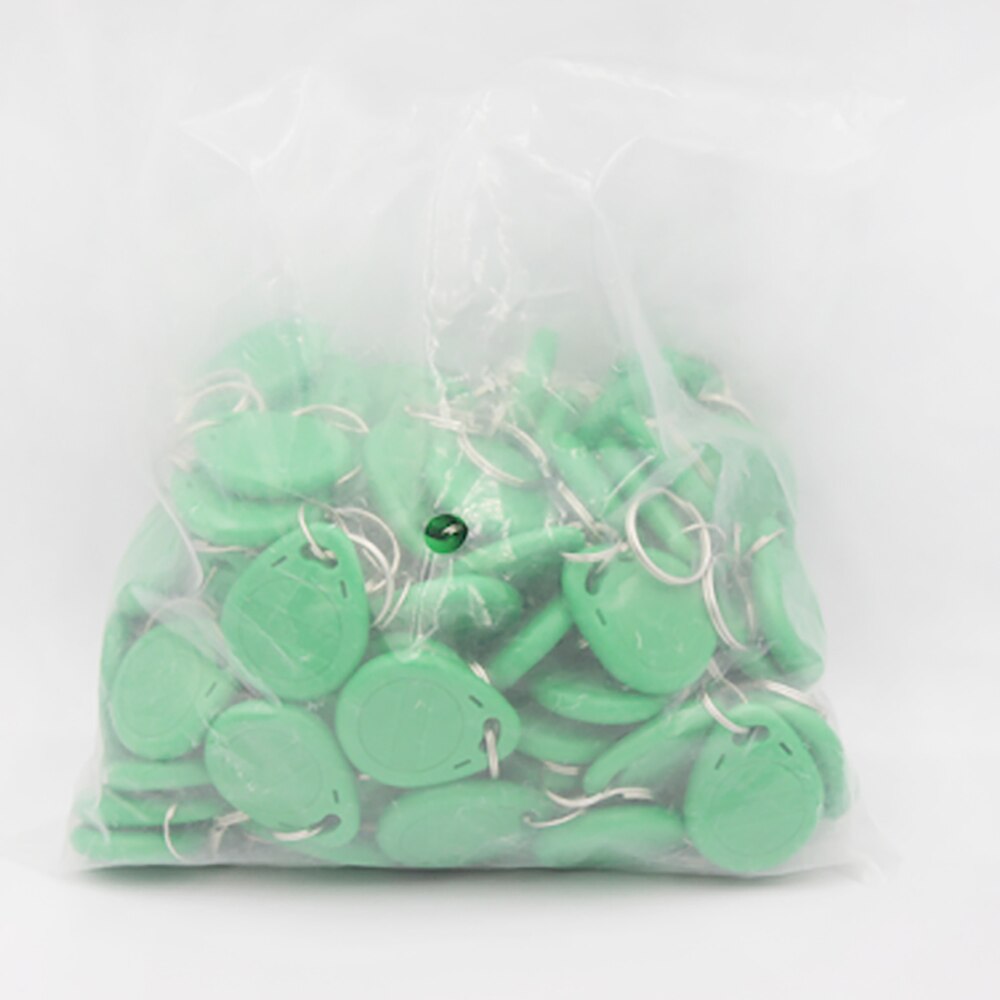 100pcs Waterproof EM4305 T5577 Copy Rewritable Writable Rewrite Duplicate RFID Tag Proximity ID Token Key Keyfobs Ring Clone Car: green