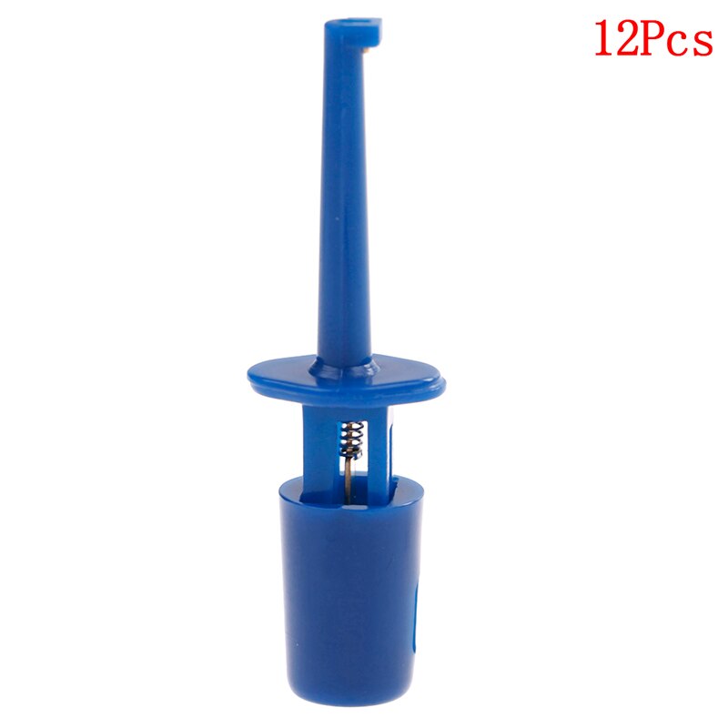 10/12 stuks mini enkele testhaakclip testsonde voor elektronische test ic-grijper grote ronde krokodillenklem haaktestclip: Blauw 12 stuks