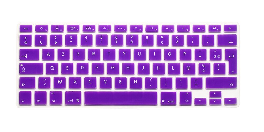 Rygou ranskalainen uk/eu clavier azerty silikoninäppäimistön kuori macbook prolle 13 " 15 " 17 " air 13 tuuman suojakalvo näppäimistölle: Violetti
