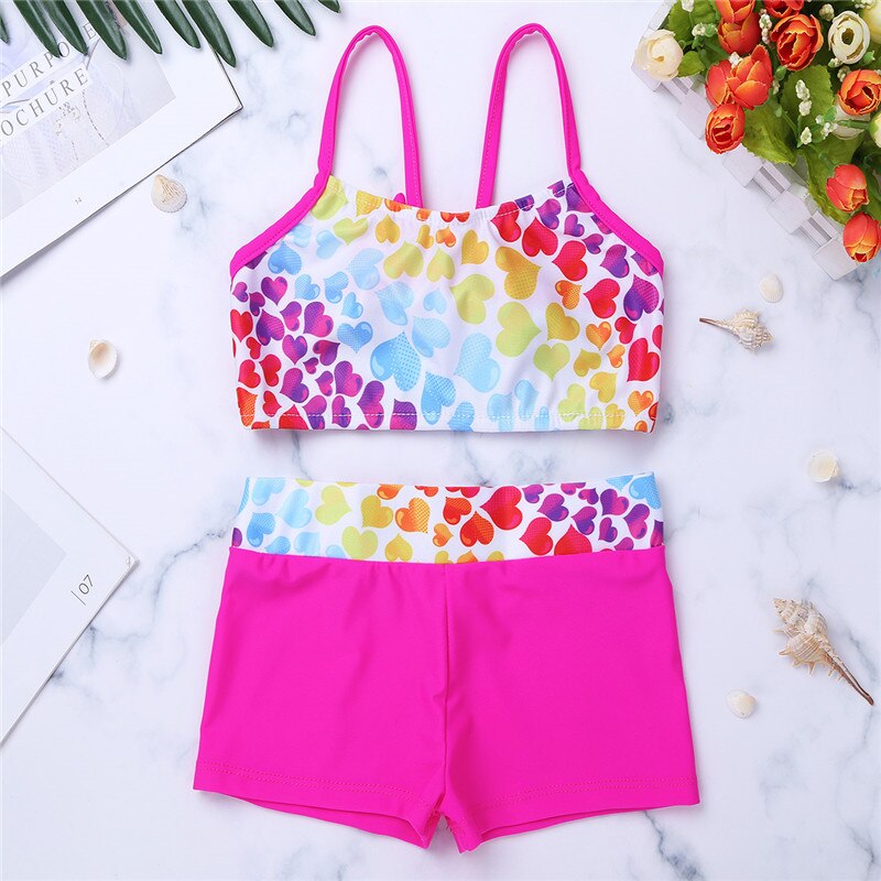 IIXPIN filles Ballet Costumes gymnastique justaucorps à pois Strappy haut soutien-gorge et Shorts Ballet danse exercice entraînement tenues
