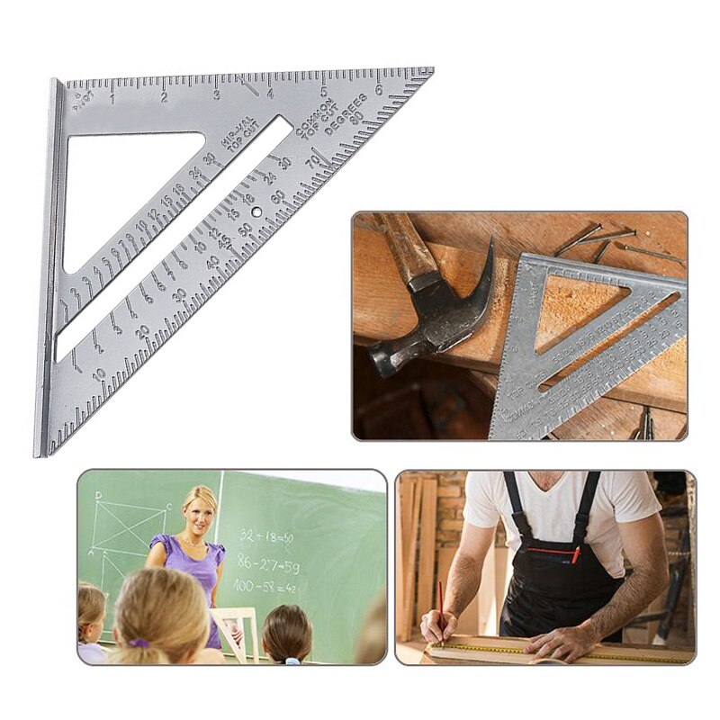 Juego de reglas cuadradas de 300mm (12 "), combinación ajustable para ingenieros, juego de regla de ángulo recto con nivel de espíritu y trazador: Aluminum Triangle