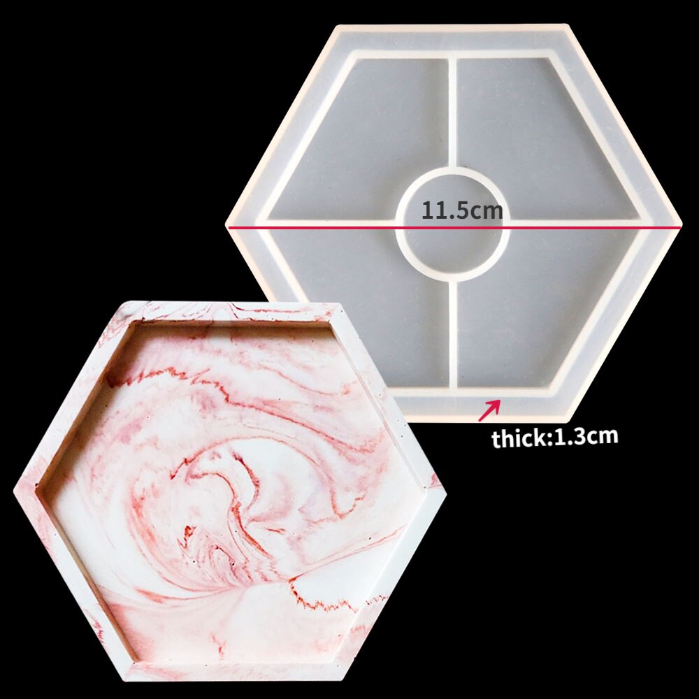 DIY Oval Tray Silicone Mold Coaster Tray Mold Storage Box Silicone Molds for Gypsum Concrete Coaster Crystal Epoxy Mould: Hexagon Coaster