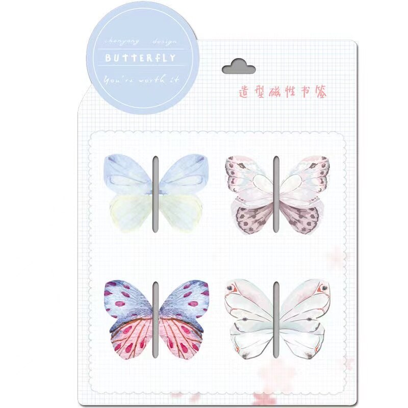 4 Stks/pak Kawaii Bookmark Set Mooie Vlinder Magnetische Bladwijzers Marker Van Pagina Boek Clip Voor Student School Briefpapier: C