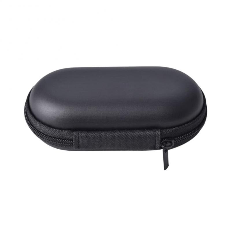 Funda para auriculares estilo ovalado EVA, bolsa de transporte dura para almacenamiento de auriculares, Cajas de almacenamiento, negra, con cremallera