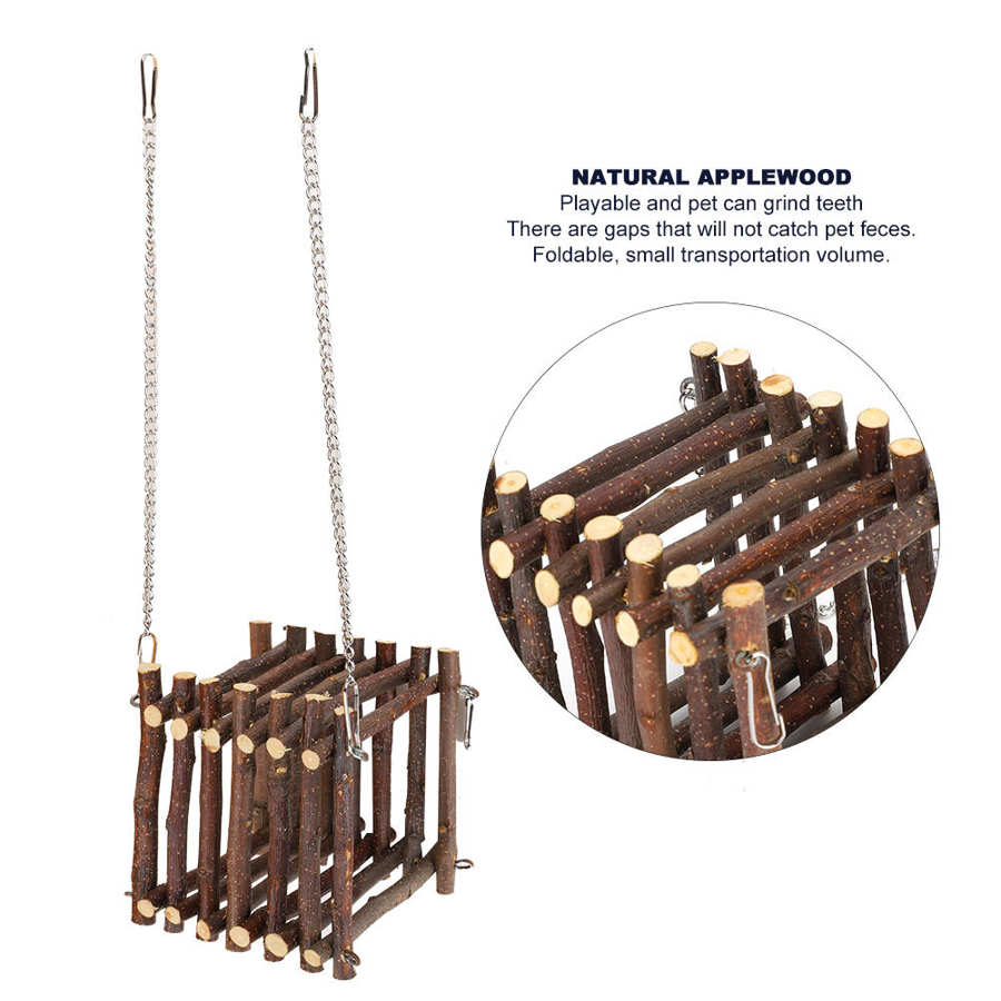 Hamster Hangmat Huis Kooi Kleine Huisdier Koeling Hangmat Opknoping Rusten Kooi Applewood Kauwen Speelgoed Voor Hamster Konijn Eekhoorns