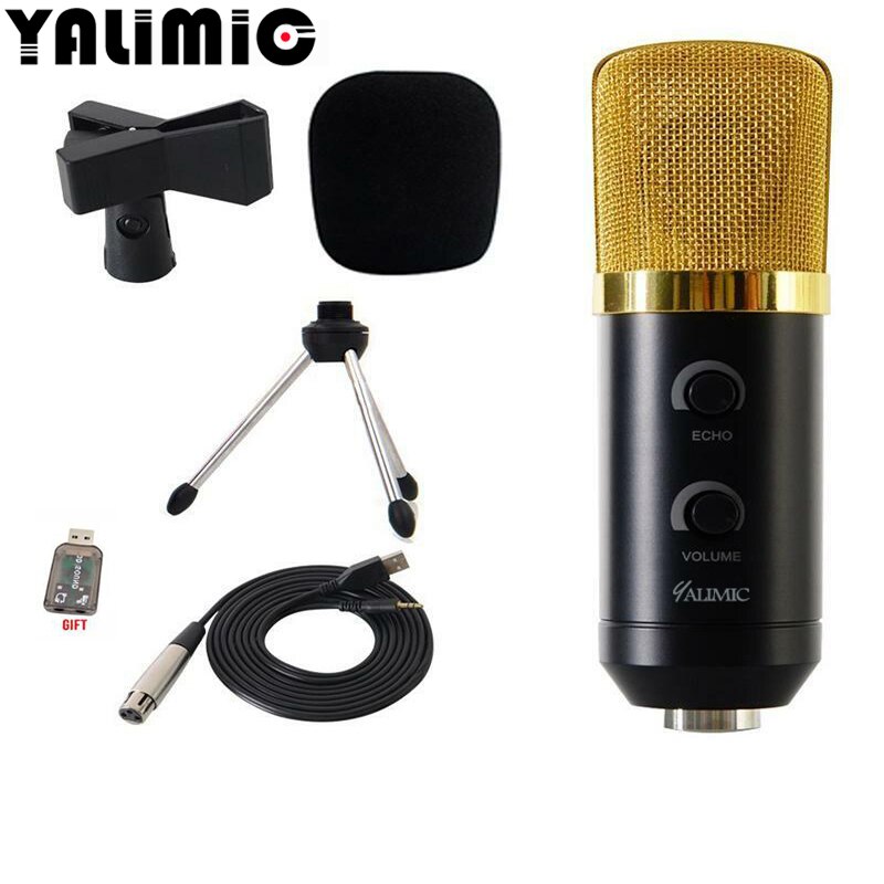 MK-F100TL micrófono con cable micrófono condensador USB grabación de sonido micrófono con soporte para chatear Karaoke Laptop Skype