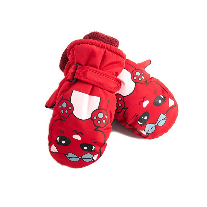 Più Caldo Velluto Delle Ragazze Dei Ragazzi Guanti Da Neve antiscivolo Guanti per Bambini Guanti Invernali Impermeabile Antivento per Bambini Guanti per Bambini 3- 7 anni: Rosso