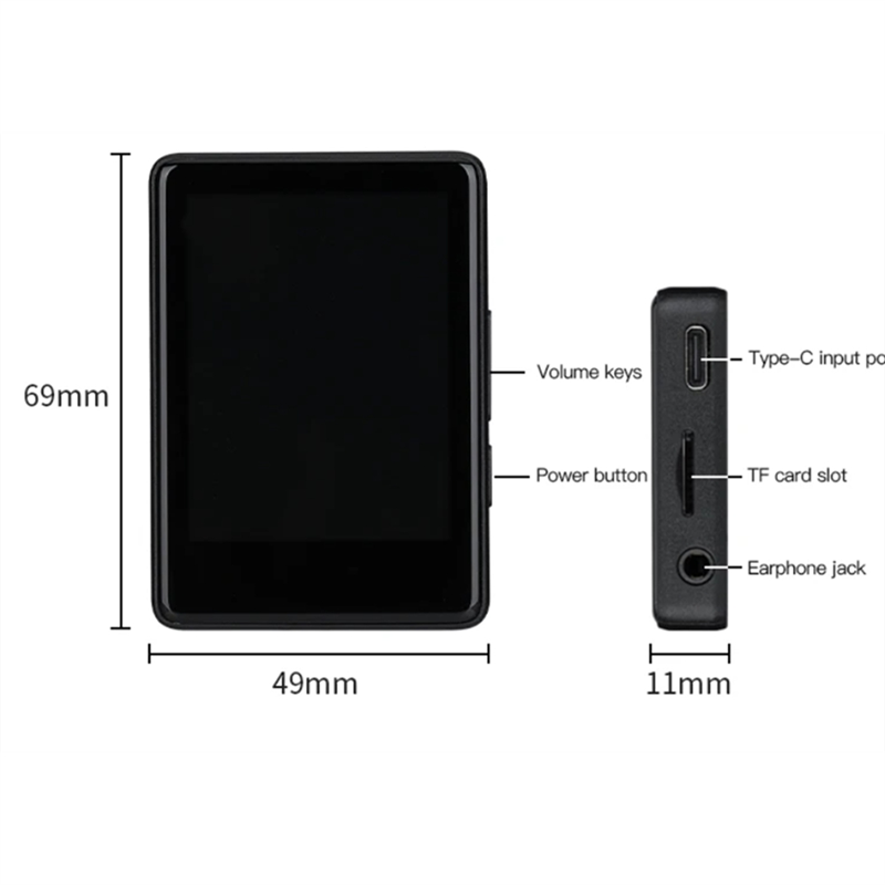 3CGRO-S18 MP4 Music Player Walkman Tela de toque portátil Bluetooth MP3 E-Book Alarme de gravação de rádio FM 64GB