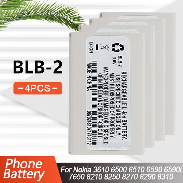 BLB-2 BLB2 BLB 2 Replacement Phone Battery For Nokia 8210 8250 8850 8910 8310 5210 6500 6590 6510 3610 8270 8910i 7650 6590i: 4PCS