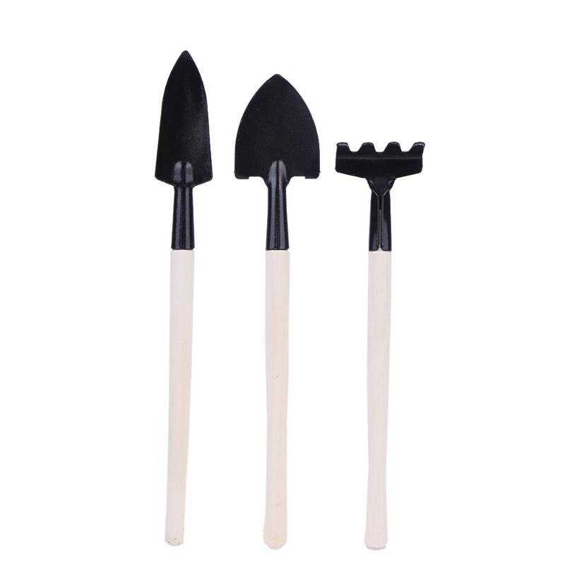 Fatcool 3Pcs Mini Schop Hark Tuin Plant Gereedschap Set Met Houten Handvat Kinderen Kleine Eg Spade Schop Tuingereedschap