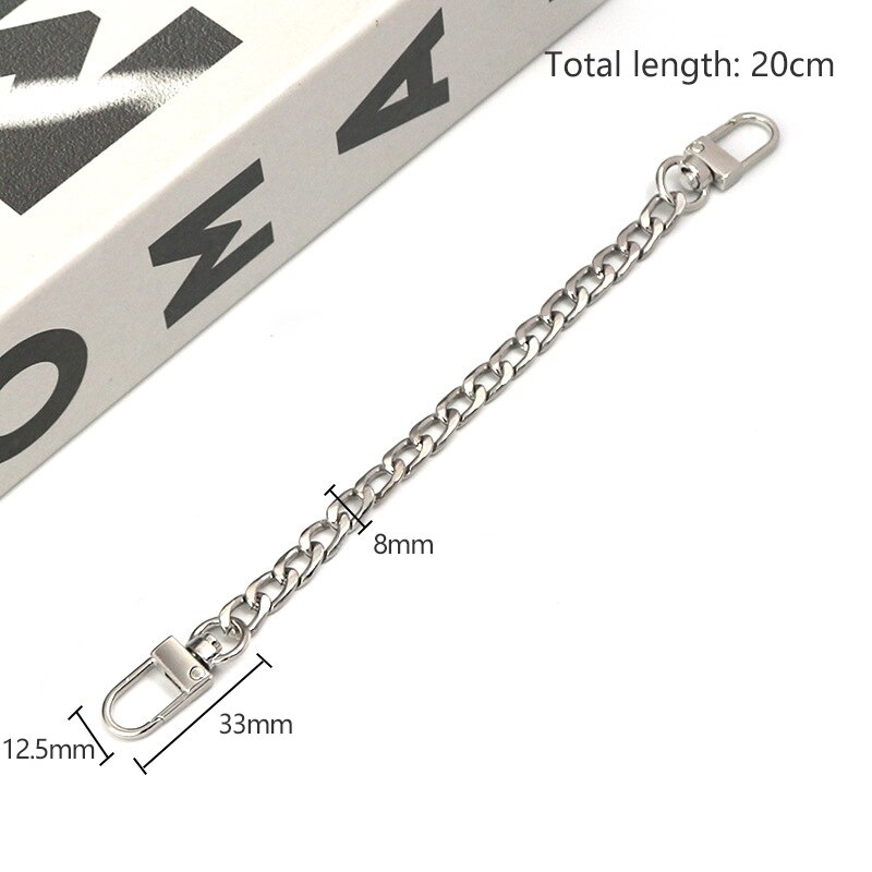 20cm/40cm/60cm/100cm/120cm metallkedjor för att byta axelväska axelrem kedja guld/silver handväska handväska handväska väska tillbehör: Silver -20cm