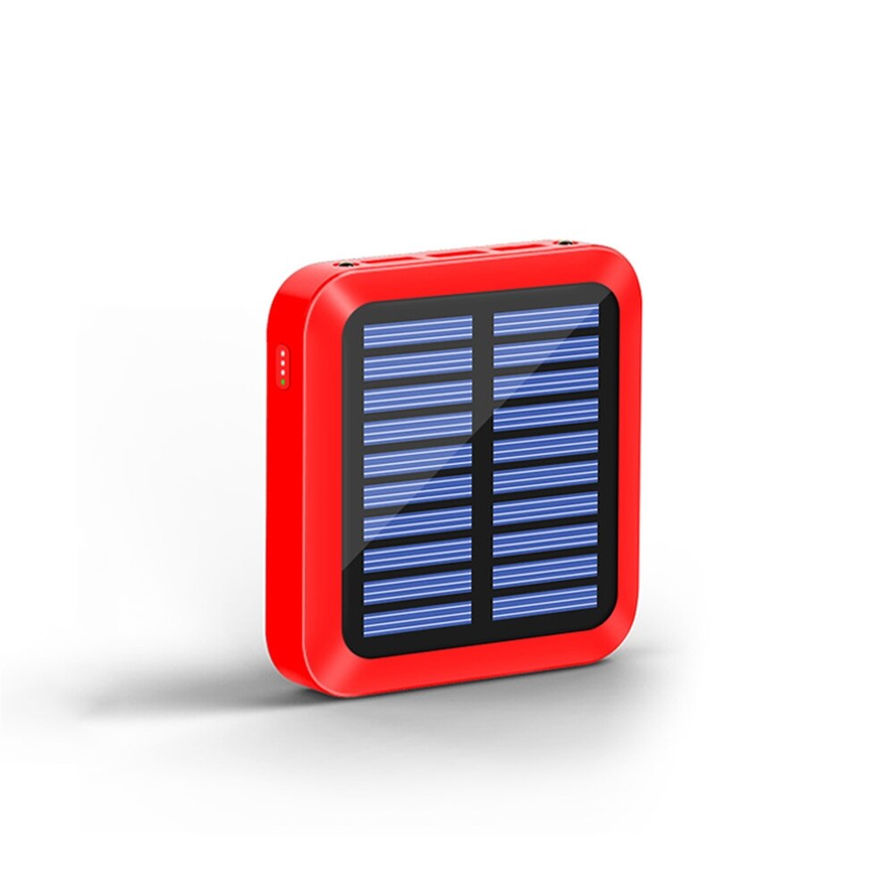 Pinzheng-mini banco de energia solar, 5000 mah, bateria externa para recarga, portátil: Vermelho / 10000mAh