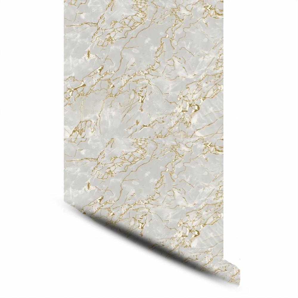 Marmer Patroon Behang Roll Goud Wit Roll: 53Cm X 10M Vinyl Vliesbehang