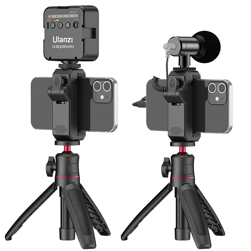 Ulanzi ST-26 Smartphone Tripod Mount Holder Clip Vertical Shooting Mount with Cold Shoe for LED Light Microphone