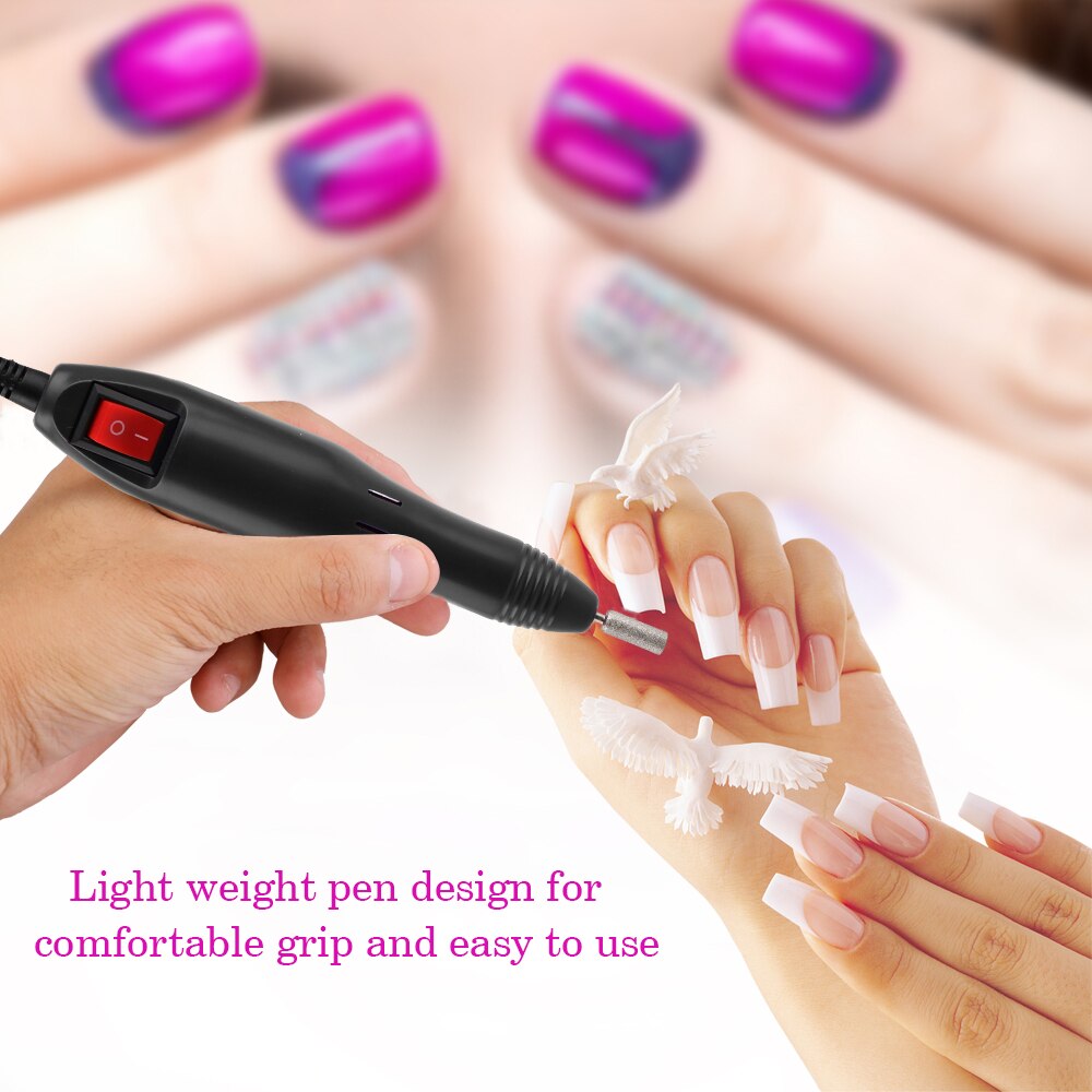 Electric Acrylic Nail Drill File Machine Kit Bits Manicure Electric Acrylic Nail Drill