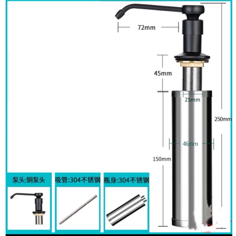 WZLY Küche Flüssigkeit Spender Messing Hand Drücken Flüssigkeit Seife Spender Spray Kunststoff Flasche 400/500ML Küche Sink Ersatz