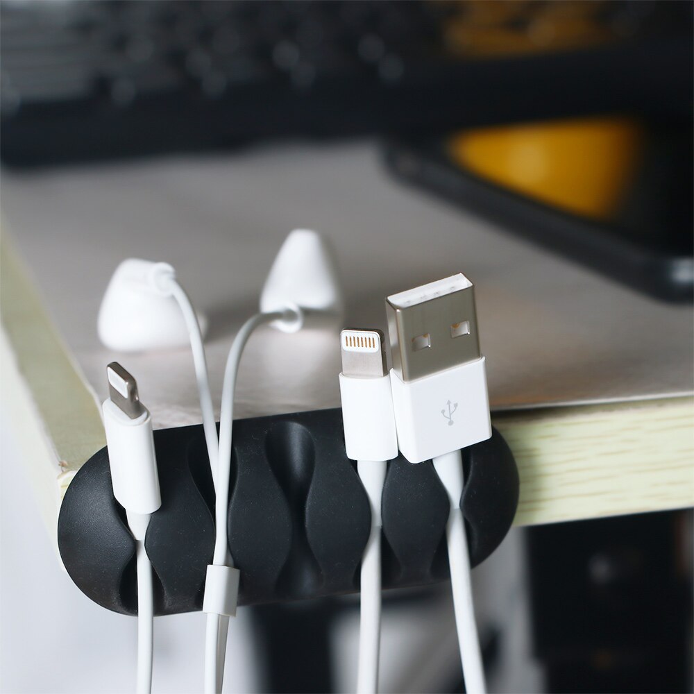 5 åbninger opruller kabelholder klip gummi desktop telefon øretelefon kabel opruller oplader organisator kabel holder øretelefon fikseringsklemmer