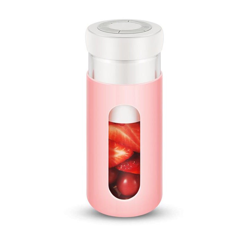 300ml portable glass juicer small household juicer cup mini electric fruit juice machine freshly squeezed: Pink