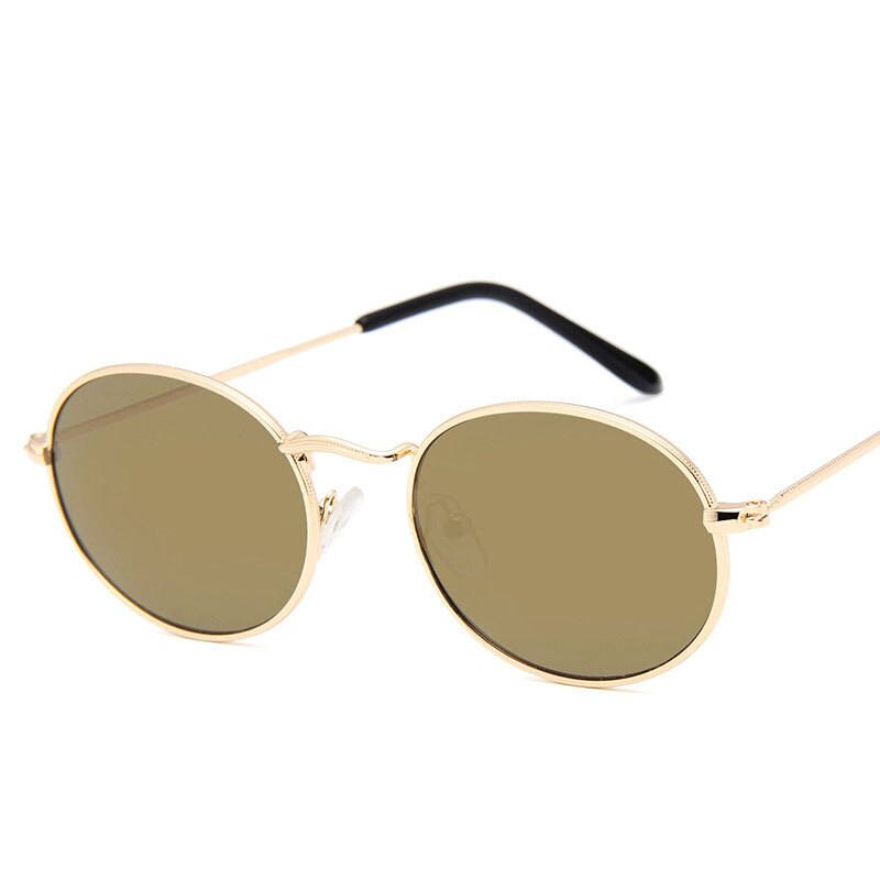 Lunettes de soleil ovales pour femmes, de luxe, transparentes, tendance, en alliage, pour adultes: Gold gold