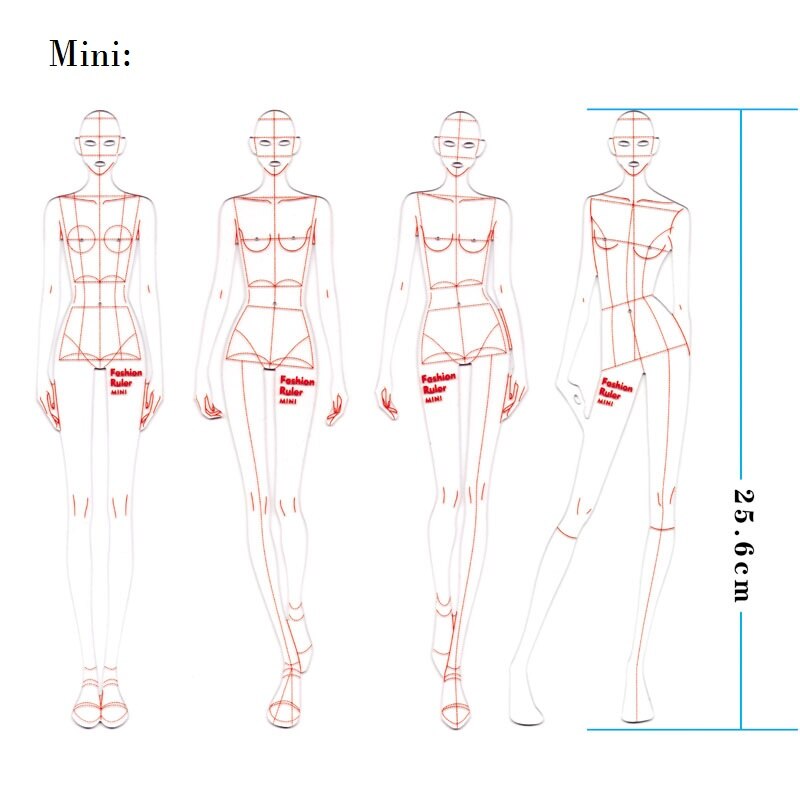 Ruler Line Drawing Human Dynamic Template for Cloth Rendering Pattern Making Rulers: Mini Size 4 Pieces