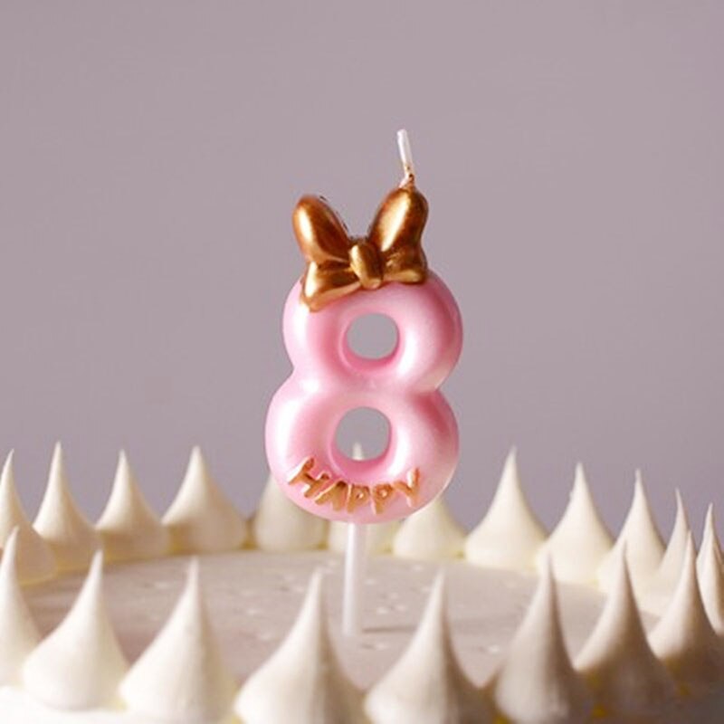 Digital Birthday Candles Big Cake Candles Decoration Smokeless Birthday Number Candle Birthday Cake Decoration: Bow-knot 8
